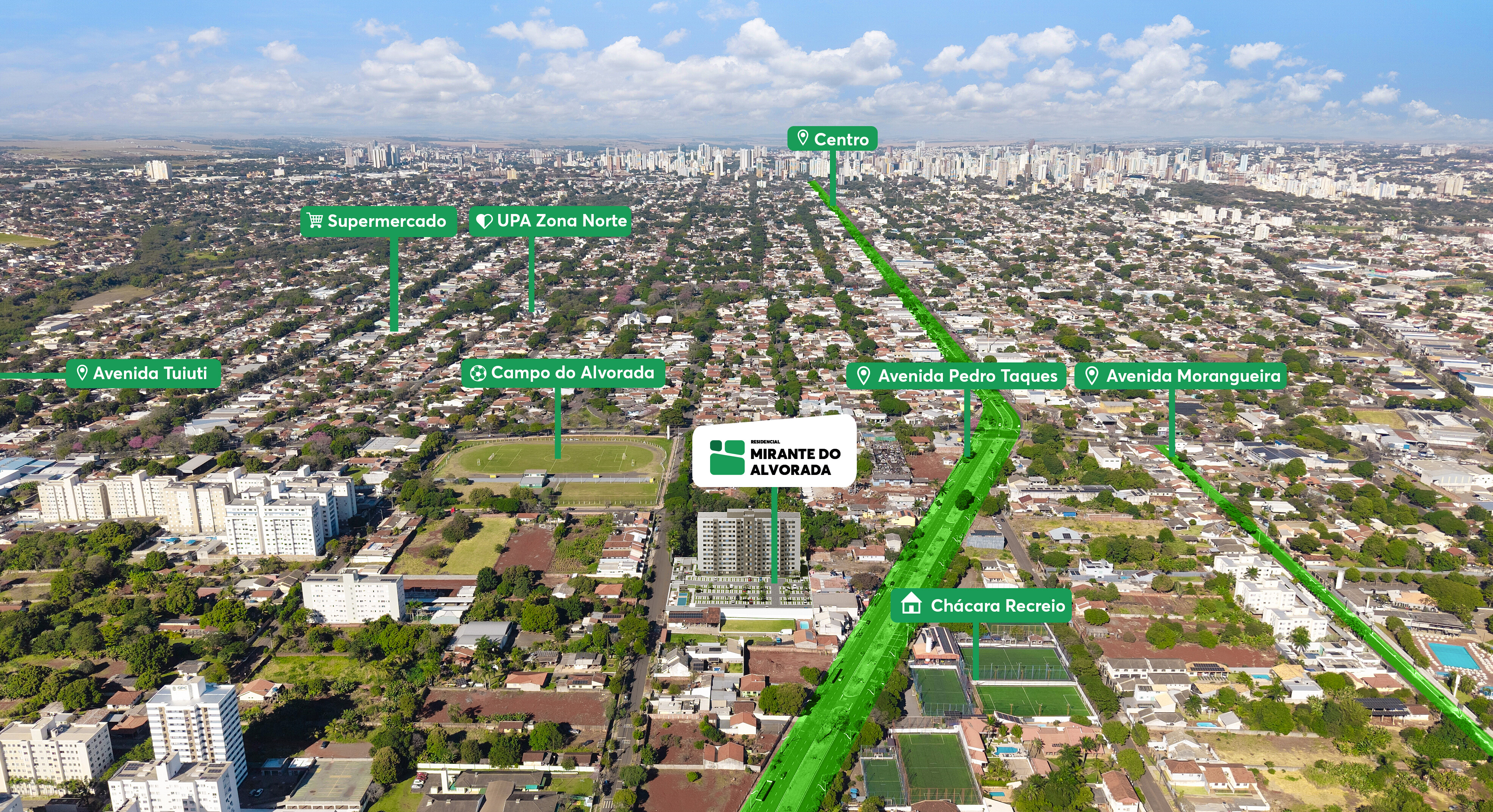 Imagem aérea Residencial Mirante do Alvorada MRV Maringá