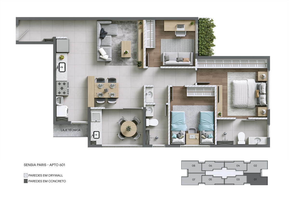 Planta - Apto. 601 - Sensia Paris MRV Belo Horizonte