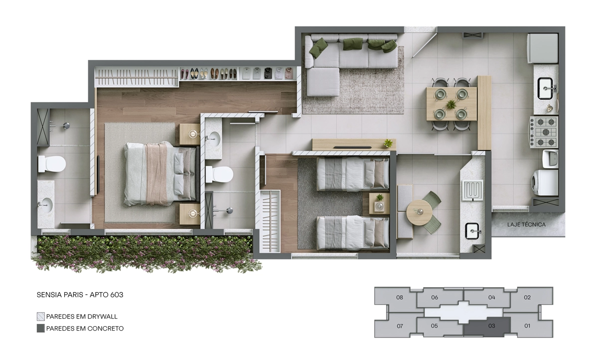 Planta - Apto. 603 - Sensia Paris MRV Belo Horizonte