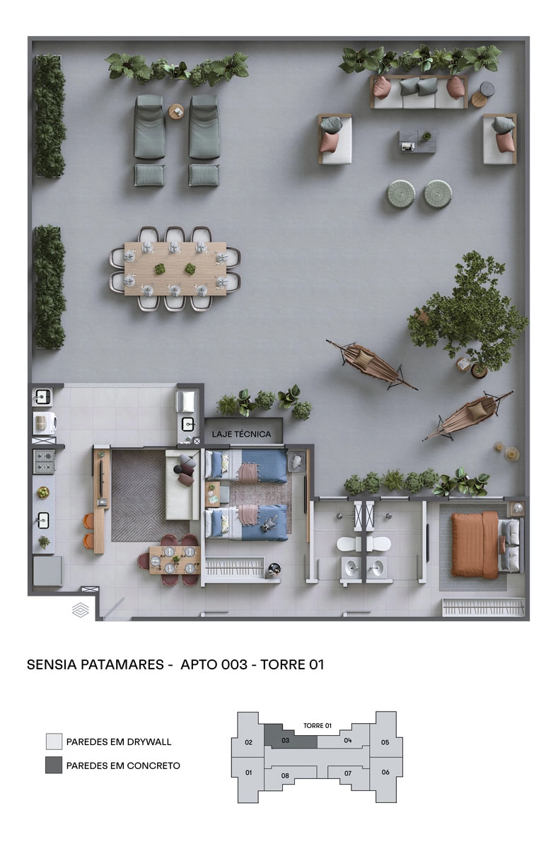 Planta Torre 01 - Apto. 003 - Sensia Patamares MRV Salvador