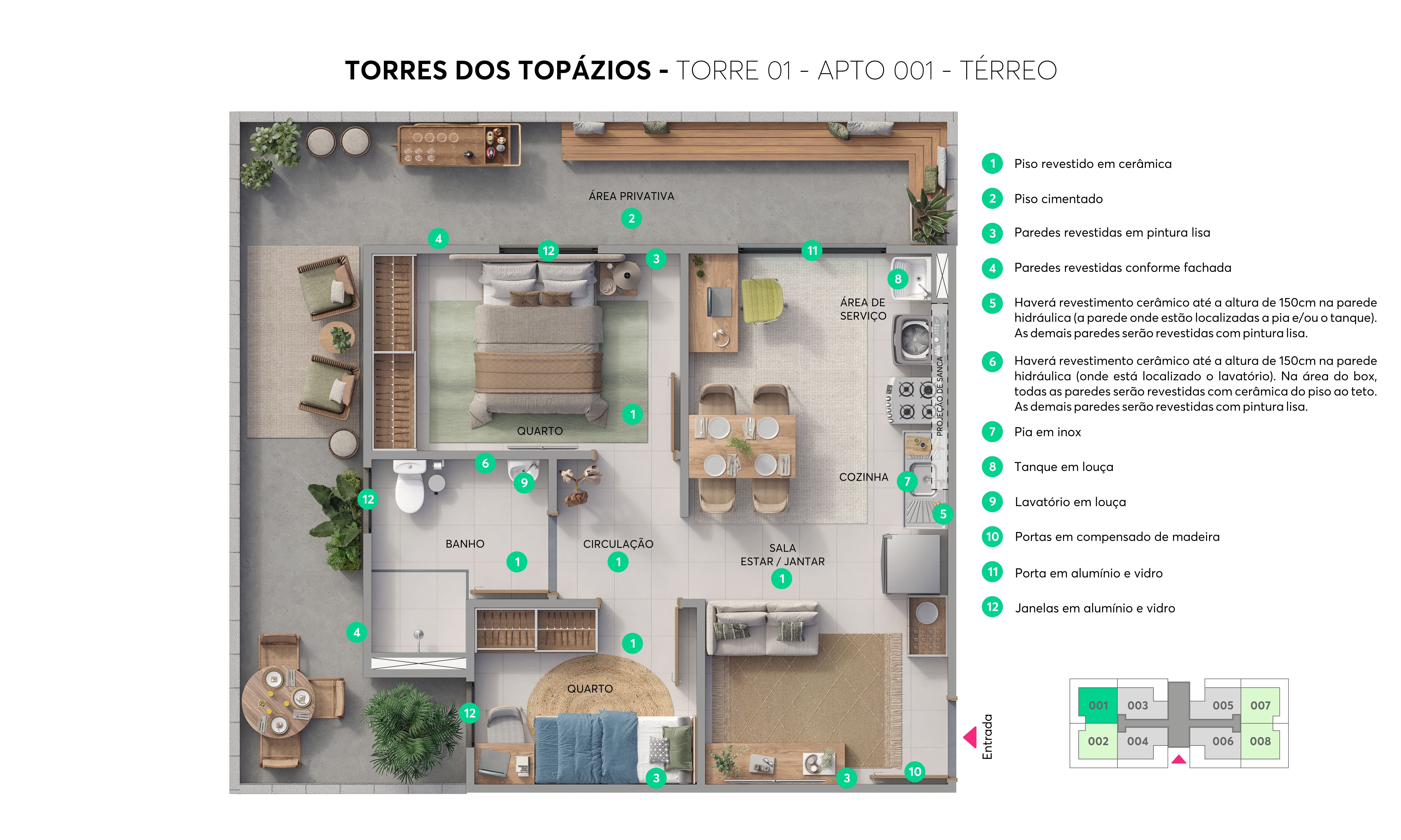 Planta - Torre 01 - Apto. 001 - Torres dos Topázios MRV Gama