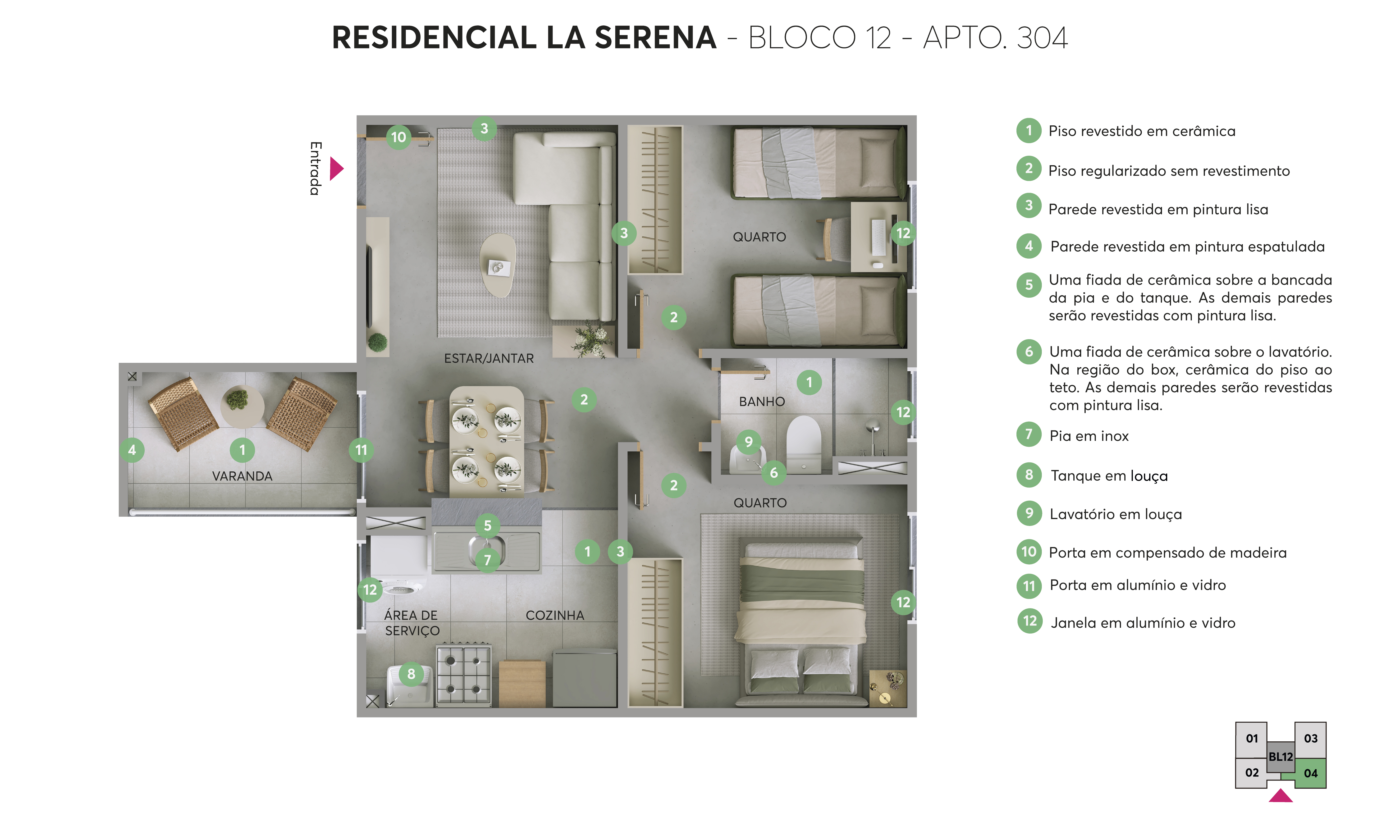 Planta -  Bloco 12 - Apartamento 304