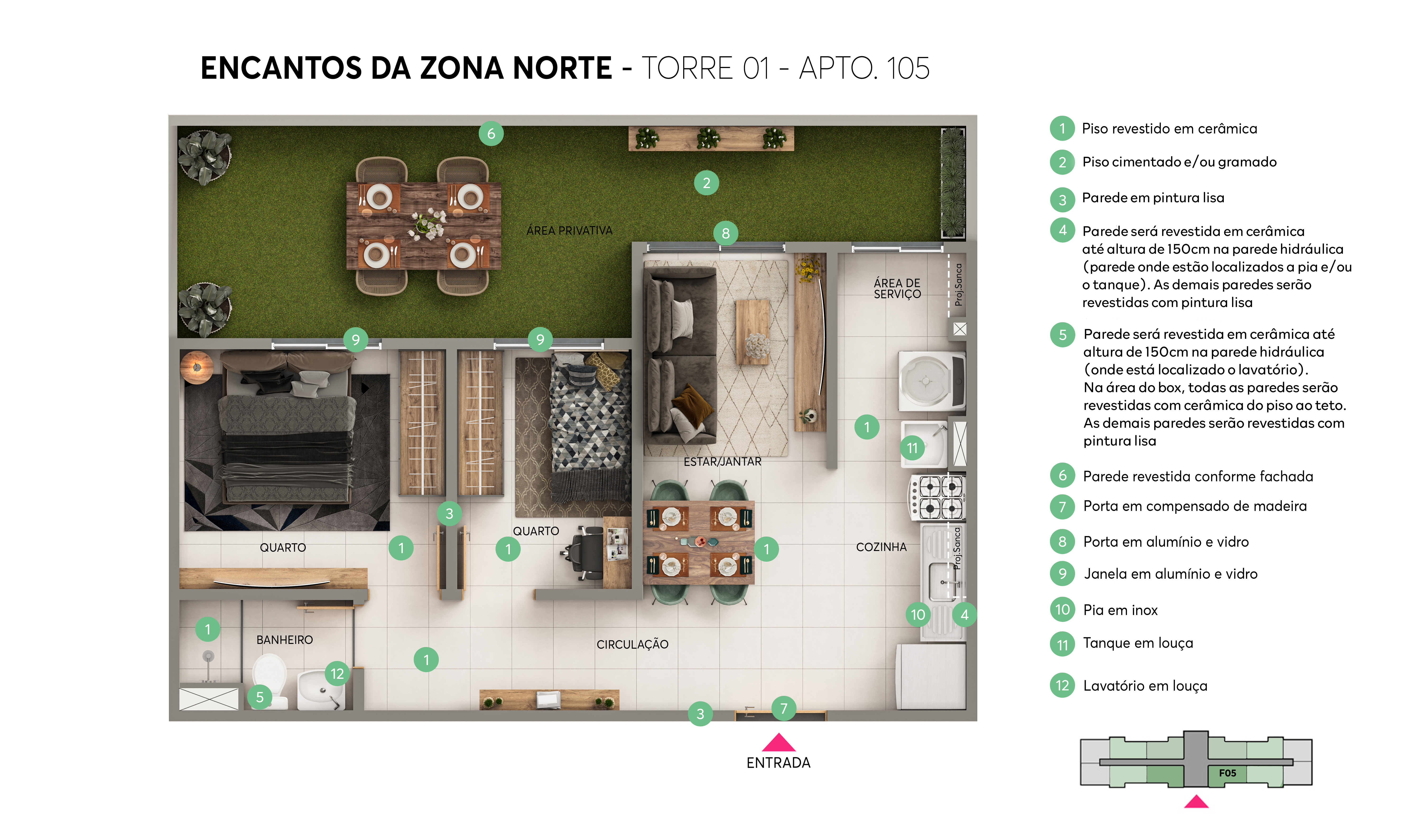 Planta - Torre 01 - Apto. 105