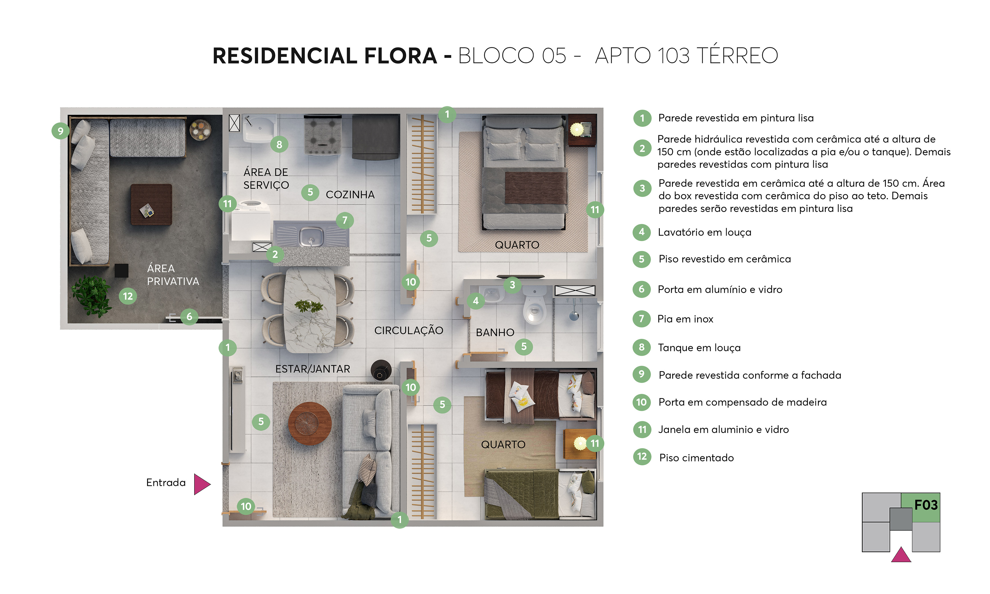 Planta Residencial Flora MRV Araraquara