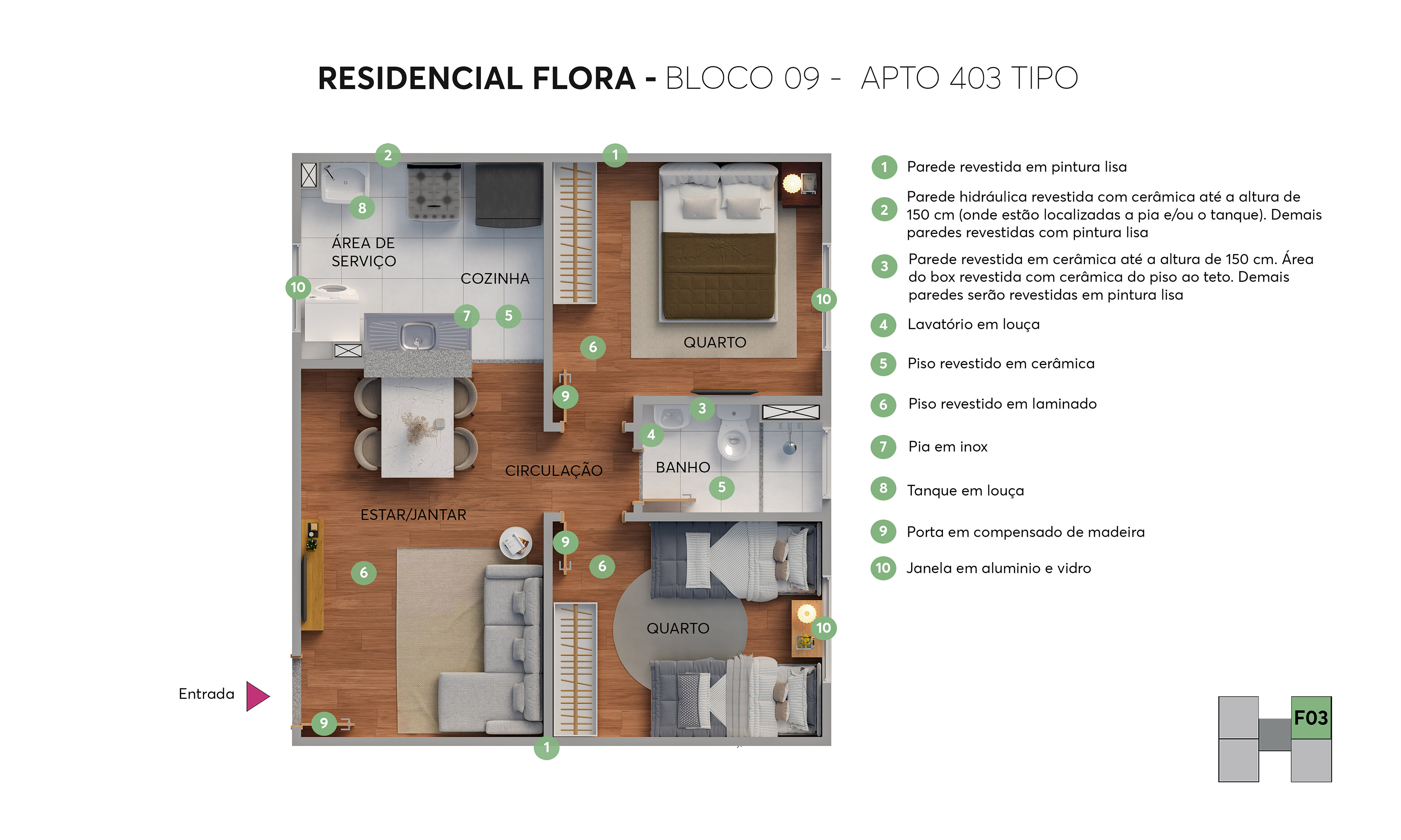 Planta Residencial Flora MRV Araraquara