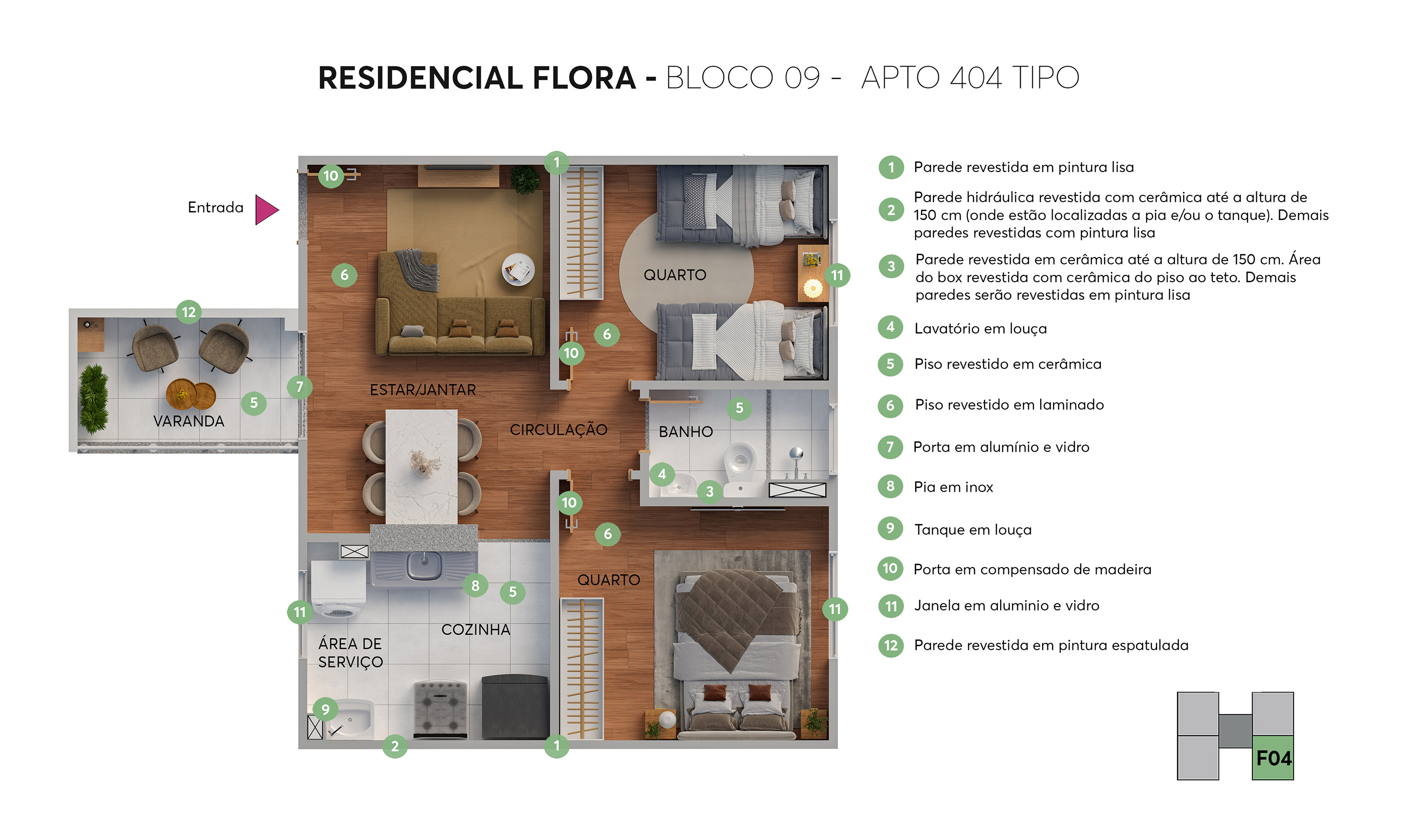 Planta Residencial Flora MRV Araraquara