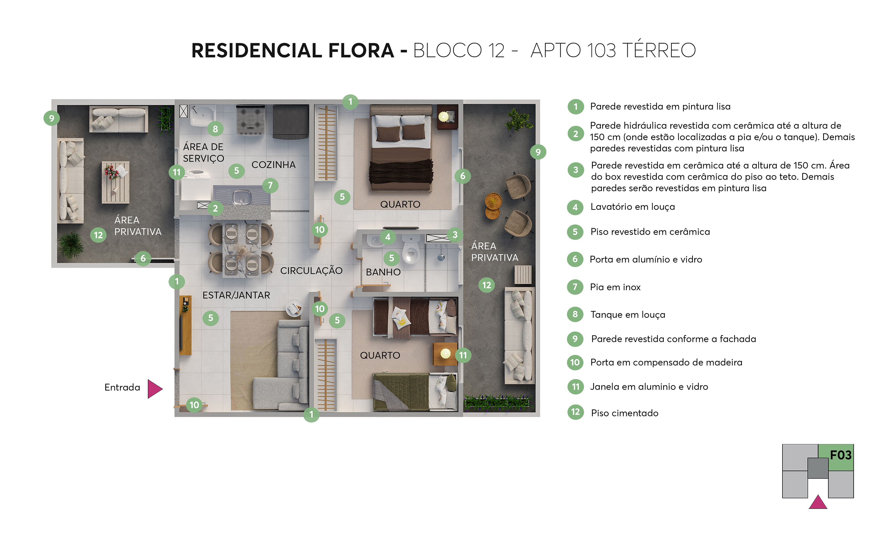 Planta Residencial Flora MRV Araraquara